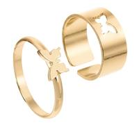 VOSAREA 2 Pièces Bague Couple Cuivre Plaqué Or Résistante à Usure Anneaux Créatifs pour Amoureux Mode pour Femmes et Hommes
