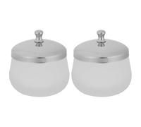 VOSAREA 2 Pièces Bol Manucure Verre Mat avec Couvercle Conteneur Résistant pour Liquide Acrylique et Poudre Outil Nail Art pour Ongles Naturels et Artificiels Lot