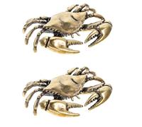 VOSAREA 2 Pièces Statuette Crabe en Laiton Vintage, Petite Décoration de | Finition Patinée Vieillie, Détail Réaliste, Faible Entretien, pour Table à Thé, Salon, Étagère