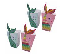 VOSAREA 24pièces Boîtes à Popcorn Sirène Conteneurs Créatifs pour Fête Anniversaire Garçon Fille Contenant Maïs Soufflé Bleu et Rose pour Décor de Fête Sirène