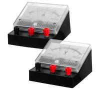 VOSAREA 2pcs Ampèremètre Voltmètre Analogique pour Mesure de Courant et Tension, Boîtier Plastique Noir, pour Expériences en Laboratoire Éducatif
