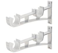 VOSAREA 2pcs Tringle à Rideau Supports en Alliage d'aluminium Double Support Porte-Tringle à Rideaux (Blanc)