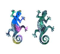 VOSAREA 2pièces Gecko Mural Exterieur Fer Decoration Murale Gecko Metal Sculpture Inspirante Pour Maison Jardin