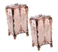 VOSAREA 2pièces Organisateur De Coton Transparent Boîtes De Rangement Vintage pour De Maquillage Accessoires De Beauté Stockage Pratique pour Salle De Bain Et Bureau
