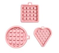 VOSAREA 3 Moules à Gâteaux en Silicone Alimentaire Carrées Cœur Formes Rondes Lot de 3 Pièces Moules à Gaufres et Biscuits, Cuisson Four, Outils Couleur Aléatoire pour