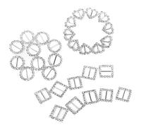 VOSAREA 30 Pièces Boucles Coulissantes en Strass Boucle De Ruban Strass Clouté De Forme Ronde Curseur De De Ruban en Cristal é en Forme De Coeur Glissière