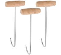 VOSAREA 3pcs Crochets de Bottes en Acier Inoxydable Poignée en Bois, Outil Confortable et Robuste pour Enlever Chaussures et Bottes Facilement la Maison