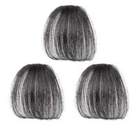 VOSAREA 3pcs Fausse Frange Épaisse Noire en Fil Haute Température, Sûre à Porter, pour Mariages et Halloween, Extensions de Cheveux Naturelles pour Femmes