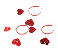 VOSAREA 3pcs Serrage-têtes Rouges en Tissu Forme de Cœur Paillettes, Accessoires Délicats pour Cheveux Fête Saint-valentin Soirées Festives