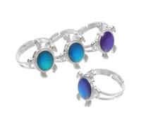 VOSAREA 4 Pièces Bague Humeur Tortue Changement De Couleur Unisexe Bague Émotion Pour Femmes Hommes Humeur Qui Change De Couleur