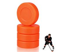 VOSAREA 4 Pièces Palet de Hockey en Caoutchouc Orange Haute Densité | Surface Mate Lisse et Plate, Format Standard, Adapté aux Exercices de Maniement sur Moquette Roller Hockey