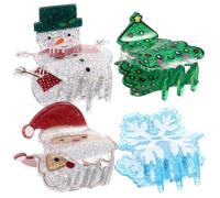 VOSAREA 4 Pièces Pinces Cheveux Noël pour Femmes Petites Pinces Claw Clips Festives Motifs Père Noël Flocon Sapin Accessoires Coiffure pour Cheveux Épais et Fins et Pratiques