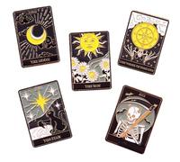 VOSAREA 5 pièces Broches Tarot Émail Créatif pour Vêtements Chapeaux Écharpes Décoration Accessoires Mode