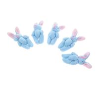 VOSAREA 5 Pièces Lot de 5 Lapins en Peluche Articulés Bleus 4,5 CM Mini Jouets Lapin Doux pour Présents d'anniversaire et Décoration de Fête pour Mariage et Bureau