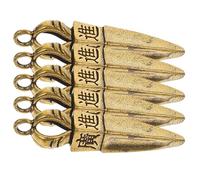 VOSAREA 5 Pièces Pendentif Porte-clés Vajra en Laiton, Décoration Rétro | Forme de Pilon Bouddhiste, Surface Lisse, Trou Réservé, Création DIY, Breloque Chic pour Artisanes et Passionnés