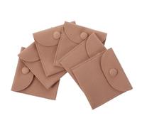 VOSAREA 5pcs Pochette de Rangement pour Bijoux en Peluche Café, Paquet à Collier Portable Rabat, Protège Bagues et Colliers, Maison Bijouteries