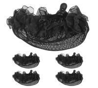 VOSAREA 6 Pcs Filets à Chignon Élastiques Noirs en Tissu Respirant et Extensible pour Danseuses et Sportives Lors de Ballets ou Occasions Sportives
