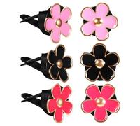 VOSAREA 6 pièces Clips de Ventilation Fleur pour Voiture Accessoires Décoratifs Clip Air Vent Pratique et Noir Rose Rouge Mélangés Facile à Installer