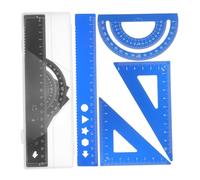 VOSAREA 8 Pièces Kit de Règles Métalliques Géométriques avec Rapporteur Équerres Règles et Boîte de Rangement Outils de Dessin et Mesure pour École Bureau et Projets DIY