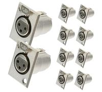 VOSAREA Adaptateur de Connecteur Audio pour Microphone 3 Contacts en Alliage de Zinc Argenté, Panneau Femelle Compact pour Systèmes de Divertissement et Instruments de Musique, Lot de 10