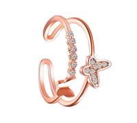 VOSAREA Bague pour Femme en Cuivre Or Réglage Ajustable, Finition Soignée, Style Unique et Élégant pour Fête ou Noël