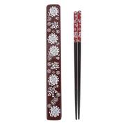 VOSAREA Baguettes Japonaises en Bois Antidérapantes et Résistantes à Haute Température, avec Étui Portable Réutilisable Rouge, Set de 1 Paire pour Dîner Quotidien et Repas Asiatiques