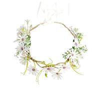 VOSAREA Bandeau à Fleurs Couronne De Marguerite Blanche Artisanale Guirlande D'ornement Couronne De Marguerite Artificielle Bandeau Marguerite Pour Filles Fleur Avec Ruban Fer Colorful