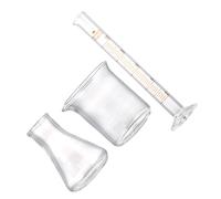 VOSAREA Bécher 50 Ml en Verre Transparent, Flacon Conique 50 Ml, Cylindre Gradué 10 Ml, Matériel de Laboratoire Précis pour Mesures et Expériences en Laboratoire, Pâtisserie et Usage