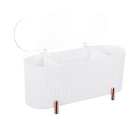 VOSAREA Boîte À Cotons avec Couvercle Organiseur De Vanité À 4 Compartiments Contenant pour Cotons Support pour Outils De Maquillage pour Artistes