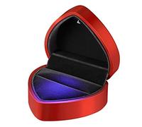 Vosarea Boîte de Bague de Mariage Lumineux en Velours Forme de Coeur avec Lumière LED Decoration Saint Valentin Mariage Anniversaire Rouge