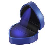 VOSAREA Boîte de Bague de Mariage Lumineux en Velours Forme de Coeur avec Lumière LED Decoration Saint Valentin Mariage Anniversaire Rouge (Bleu)
