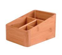 VOSAREA Boîte de Rangement Bambou Créative pour Maquillage 4 Compartiments, Design Arrondi, Saine et Solide pour Organiser Cosmétiques et Accessoires sur Bureau