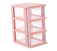 VOSAREA Boîte de Rangement Cosmétique Transparente 3 Tiroirs Rose, Plastique Pp, Format Surélevé, pour Bureau et Maquillage, Organiseur Multifonction pour Usage Quotidien