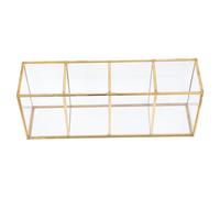 VOSAREA Boîte De Rangement De Maquillage en Verre Mini Support De Cosmétiques en Laiton Et Verre À 5 Compartiments