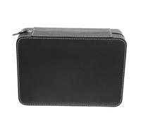 VOSAREA Boîte de Rangement Montre Zippée pour Montres Étui Portable Rayures Cuir PU Noir et Organiseur Élégant pour Voyage et Usage Quotidien