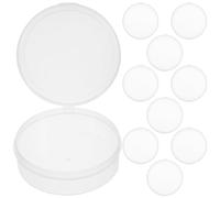 VOSAREA Boîte de Rangement Ronde Transparente Design Compact Polyvalent en PP Lot de 10 Pièces pour Éponges à Maquillage et Bonbons pour Voyage et Sorties