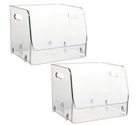 VOSAREA Boîte de Rangement Transparente en Pet 2pcs, Facile à Nettoyer, Multifonction, pour Bureau et Cosmétiques, Empilable et Compacte