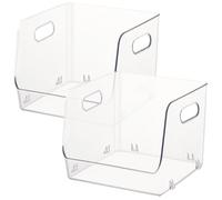 VOSAREA Boîte de Rangement Transparente Poignées en Pet 2pcs Empilable Facile à Nettoyer Rangement Pratique pour Maquillage et Cosmétiques pour Commode ou Cabinet