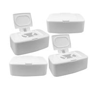 VOSAREA Boîte Distributrice de Lingettes Humides en Plastique Pp Blanc Portable 4 Pièces, Facile à Nettoyer, Design Simple pour Chambre et Salle à Manger