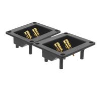 VOSAREA Boîtier de Connexion Haut-Parleur 2 Voies 2 Pièces Bornes Carrées Dorées, Panneau de Bornes pour Caisson de Basses, Connecteur Câble Audio Voiture, Clips Câbles à Ressort