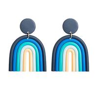 VOSAREA Boucles D’Oreilles Bohèmes Pendantes en Argile Souple Design Géométrique U Couleur Arc-en-Ciel Légères et Confortables 1 Paire pour Femmes Bijoux Mode Bohème