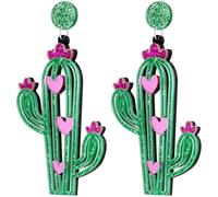 VOSAREA Boucles D’oreilles Cactus Pendantes Femme, 1 Paire en Métal Léger, Style Bohème Floral, Bijoux Fantaisie Plantes, Accessoires Mode pour Tenue Quotidienne et Occasions Spéciales