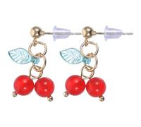 VOSAREA Boucles D’Oreilles Cerise Rétro en Alliage Léger Rouge Petite Taille 1 Paire de Bijoux pour Femmes Accessoires D’Oreilles Élégants Fêtes et Occasions Spéciales