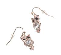 VOSAREA Boucles D’Oreilles Hibou Pendantes pour Femmes Bijoux Fantaisie en Alliage Couleur Rose Doré avec Cristaux Blancs 1 Paire Mode et Présent pour Adolescentes et Usage Quotidien