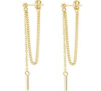 VOSAREA Boucles D’Oreilles Pendantes en Chaîne 1 Paire Argenté 925 Plaqué Or K Design Minimaliste Perles Lumineuses Bijoux D’Oreille pour Femmes Accessoire Élégant pour Tenues