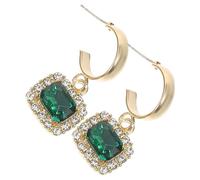 VOSAREA Boucles D'oreilles à Clip en Alliage Vert Pendentif Cristal Brillant, Légères et Faciles à Porter, Saint-valentin ou Anniversaire, 1 Paire Élégante