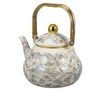 VOSAREA Bouilloire Émaillée Rétro 20L Manche Doré Théière Vintage en Émail pour Thé en Vrac Récipient Bouillir de L'Eau pour Salon de Thé Cuisine