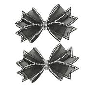 VOSAREA Breloques pour Chaussures à Nœud en Cristaux Noirs, Accessoires Décoratifs Détachables pour Femme, Ornement Élégant pour Mariage et Cérémonie, Lot de 2 Pièces