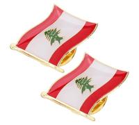 VOSAREA Broche Drapeau Libanais En Métal 2 Pièces Pour Sac À Dos Écharpe Représentation De La Fierté Nationale Accessoire De Mode Pour Sorties Décontractées