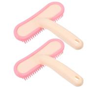 VOSAREA Brosse de Toilettage en Silicone Rose pour Lapins et Chinchillas, Tête Incurvée Ergonomique, Surface Large, Lot de 2 Pièces pour Massage et Élimination des Poils